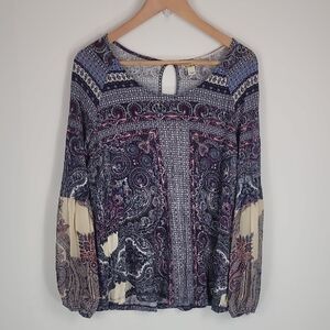 One World Purple Lavender Bohemian Paisley Women's Blouse